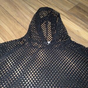 Black Mesh Knit Women's Sweater